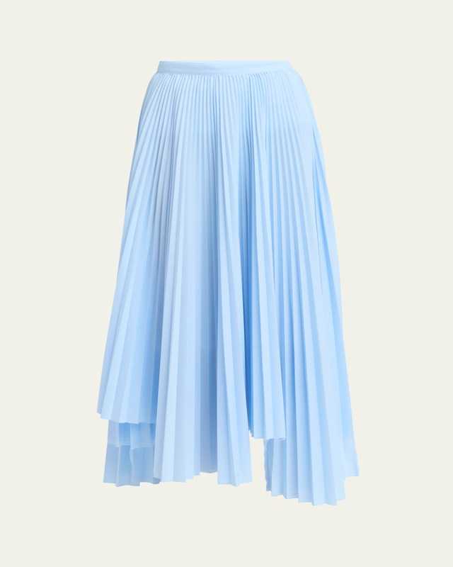 Long Asymmetric Pleated Skirt